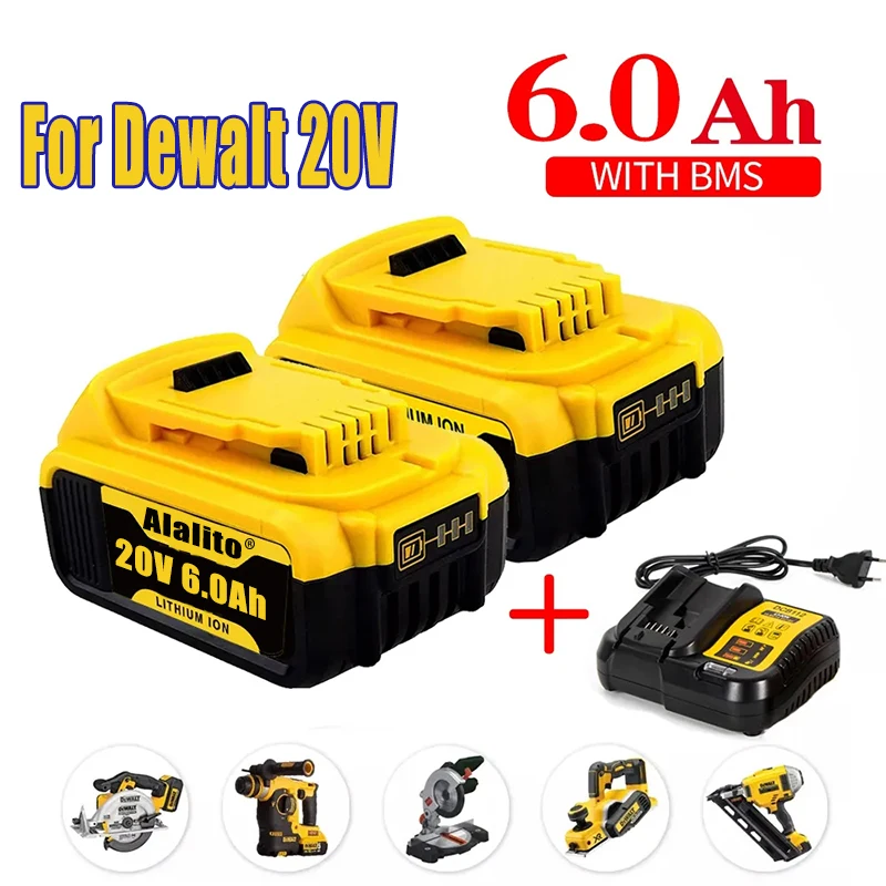 

20v Battery Tools 6.0Ah DCB200 DCB184 DCB181 Replacement Li-ion Battery for DeWalt MAX power tool 6000mAh lithium Batteries