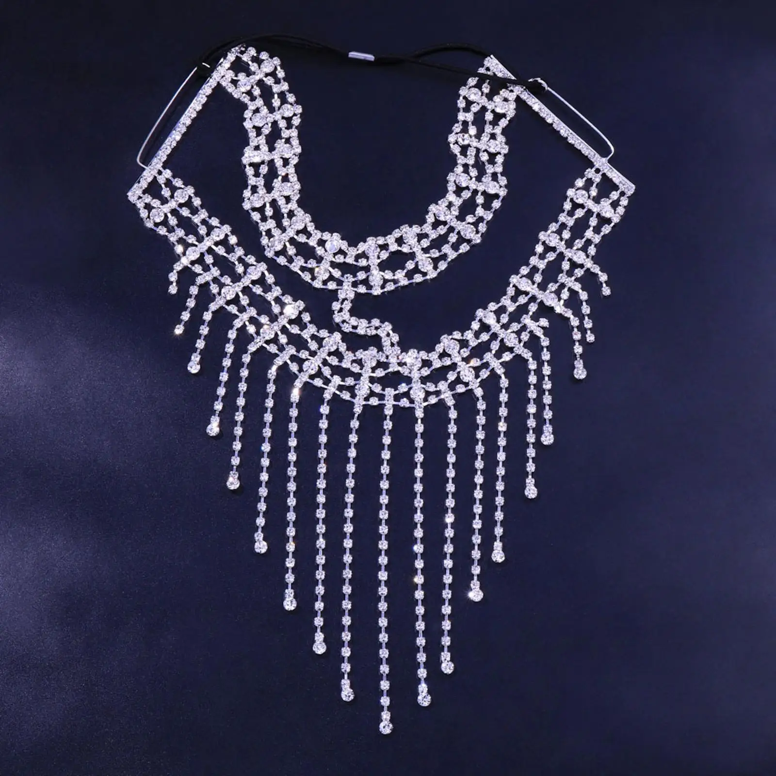 

Face Mask Masquerade Rhinestone Chain Tassel Crystal Costume Cosplay Headwear Women for Wedding Halloween Dressing up Stage