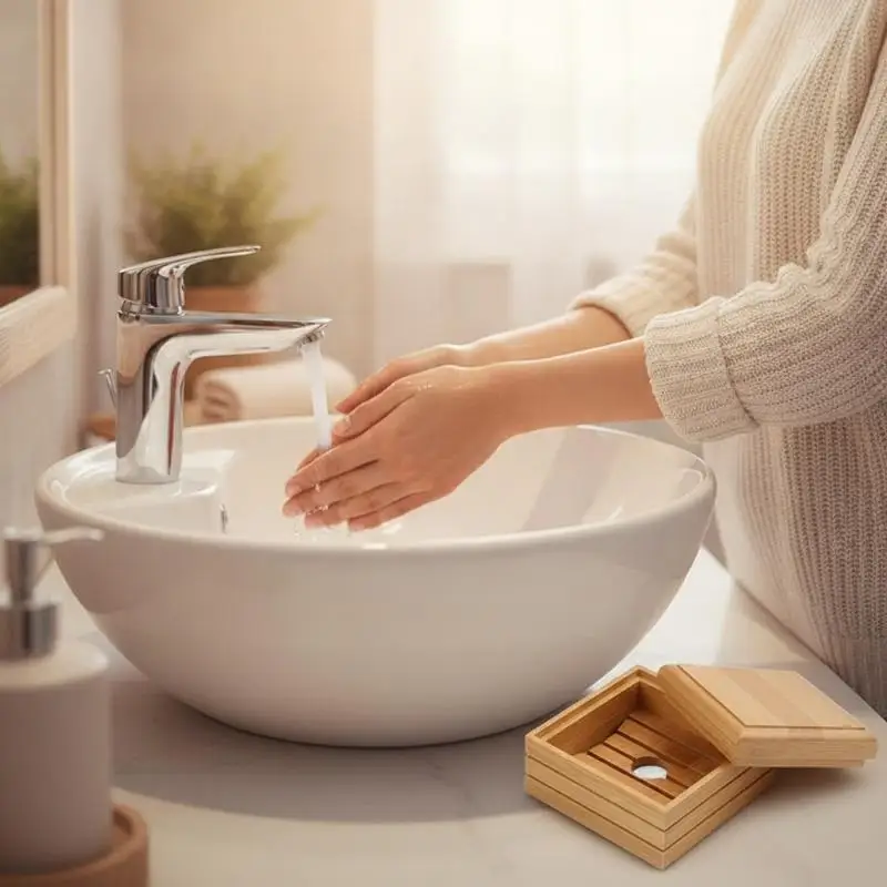 Eco-Friendly Bamboo Soap Dish Japanese Style Handmade Wooden Soap Holder Easy to Clean for Bathroom Sink Shower Stall