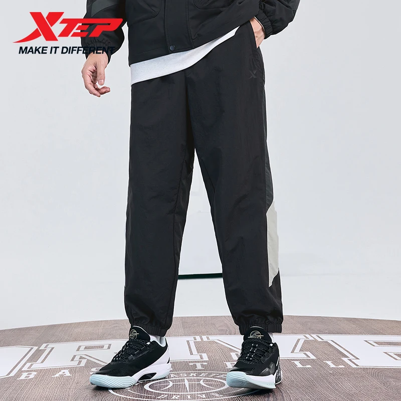 คร็อปแพนท์ Xtep สำหรับผู้ชายกางเกงบาสเก็ตบอล, กางเกงลำลองทรงหลวมระบายอากาศได้ดีสำหรับ2024ฤดูใบไม้ร่วง876329690054