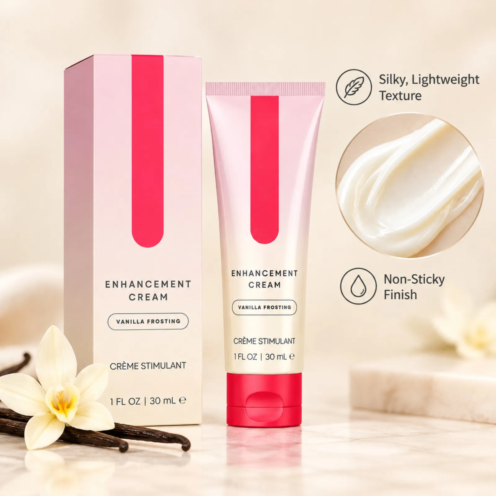 Vanilla Intimate Care Cream 30ml Cooling Sensation Lightweight Non Sticky Moisturizing Personal Care Massage Cream for Women