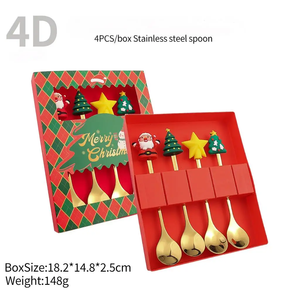 2/4/6 Stuks Kerst Vork En Lepel Set, Roestvrij Staal Creatief Servies, koffie Thee Dessert Vorken En Lepels Gift Set