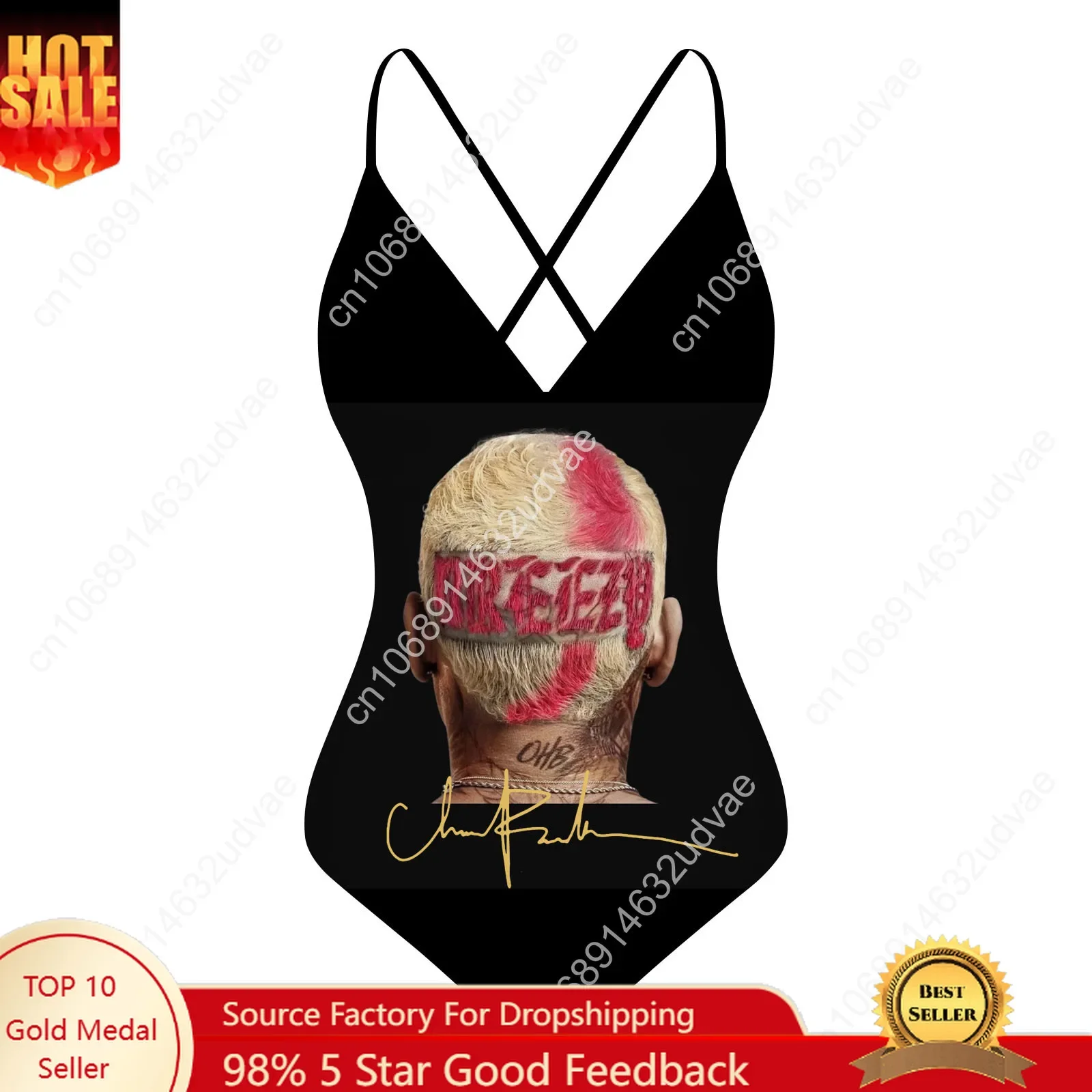 

Chris Brown V-neck Halter Back Swimsuit Womens Bathing Suits Personalized Bikini Pool Party Swimwear Custom Made Beachwear