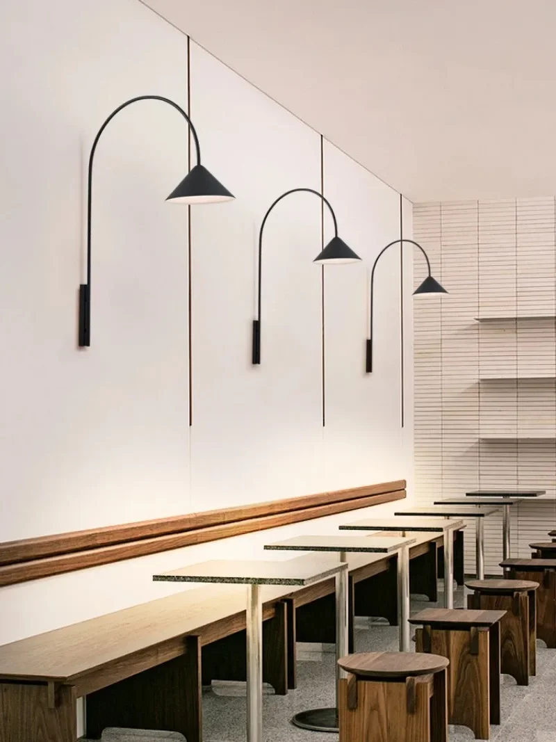 Modern minimalist wall lamp Nordic creative background light engineering decoration restaurant living room long pole wall lamps