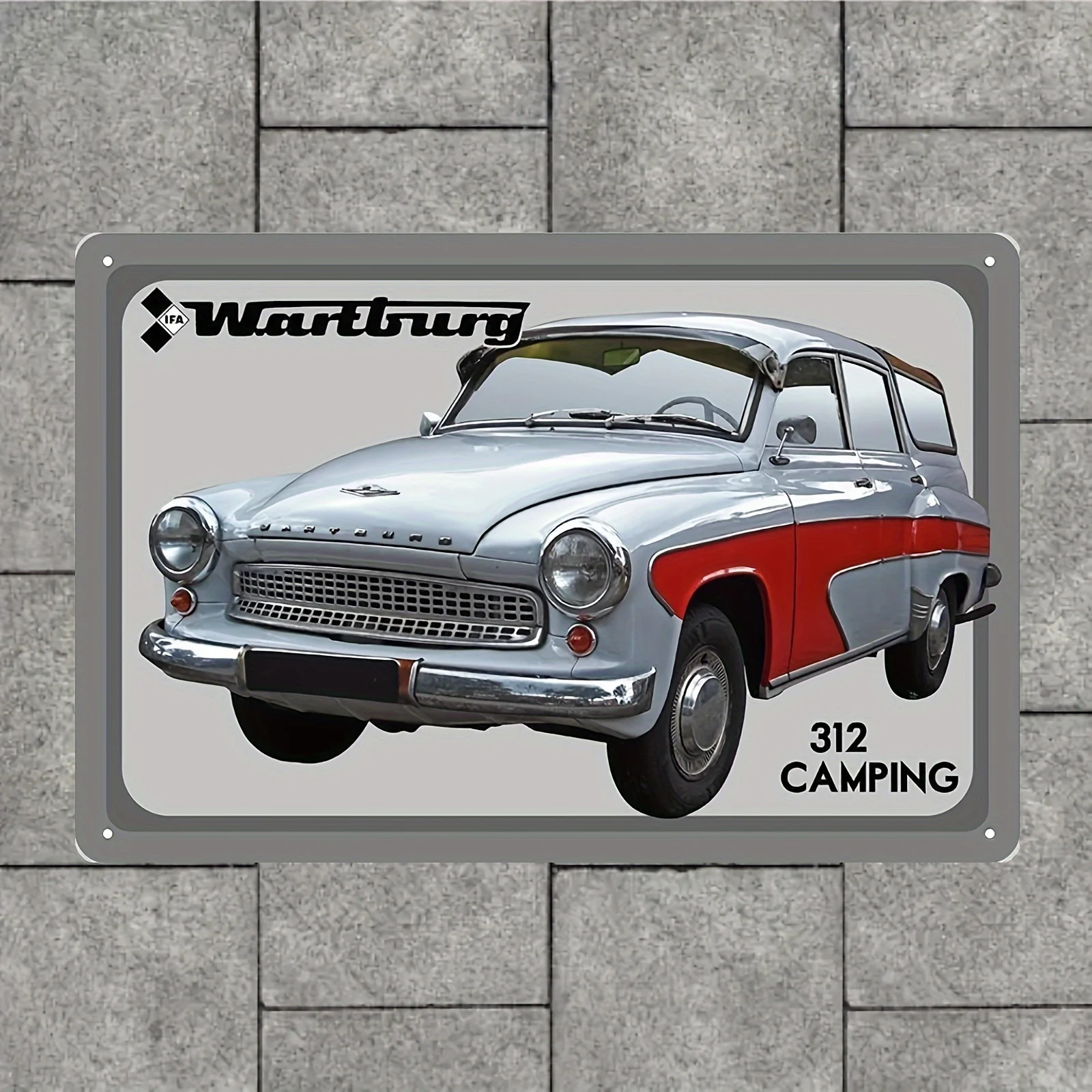 Vintage for Wartburg 312 Camping Estate Iron Sign - Classic Car Wall Decor, DDR Nostalgia Collectible Gift,  , Retro Style, Eas