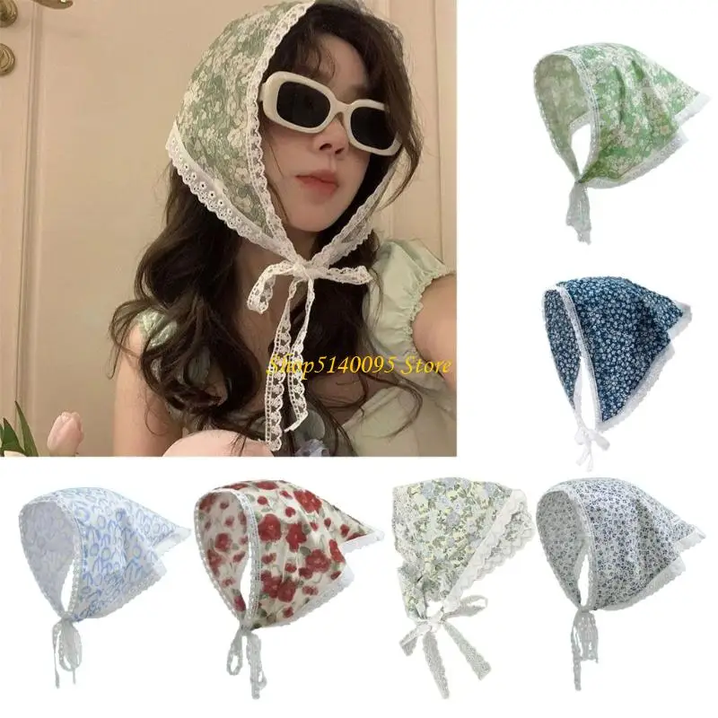 DXAE Bloempatroon Driehoekig hoofddoek Franse zon Beschermende hoofddeksels voor vrouwen gebruiken