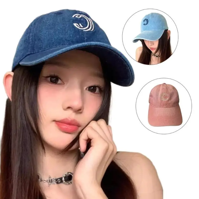 

39BD Eye Catching Embroidery Letter Baseball Caps Adjust Head Size Sun Hat Cycling Climbing Travel Visor Hat for Girl Woman