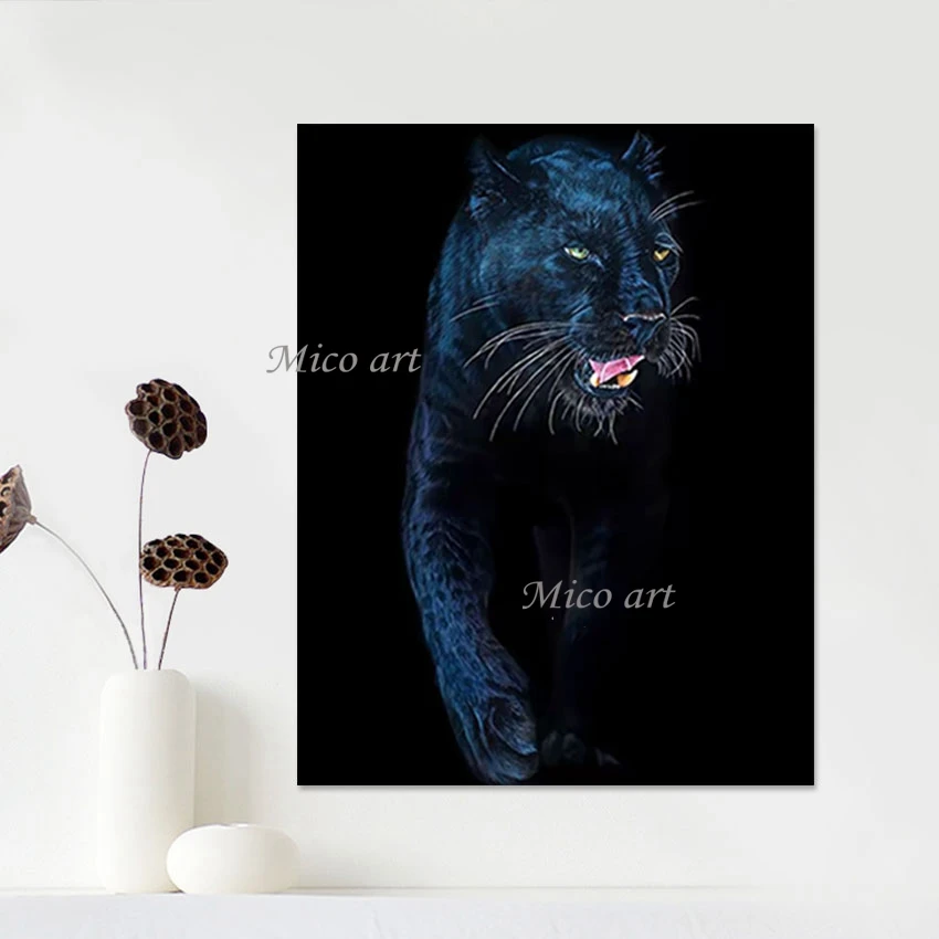 

Black Leopard Abstract Frameless Acrylic Textured Oil Paintings Canvas Dropshipping Hand Drawing Picture Animal Wall Art Mural