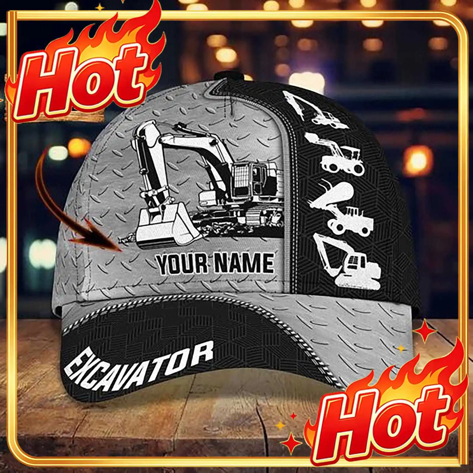 Custom Customizable Name Excavator Classic Cap – Add Your Personal Touch With A Name Durable Cap, Perfect For Everyday Wear.