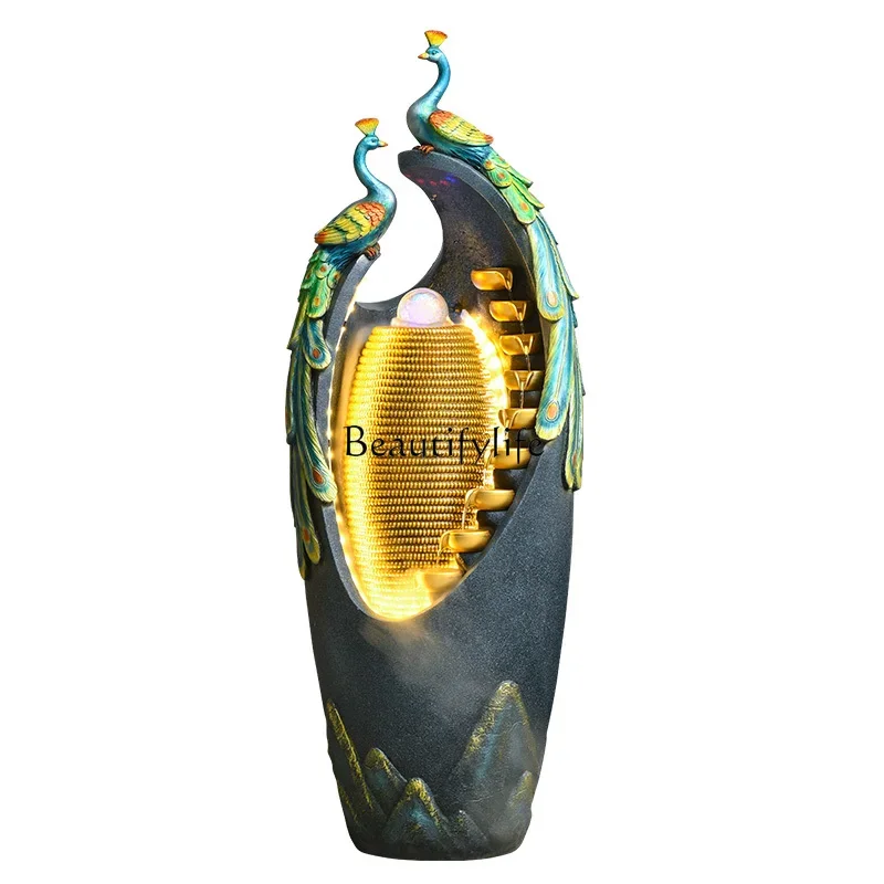 

*Chinese-style flowing water fountain ornament, living room feng shui wheel entrance landscape floor decoration