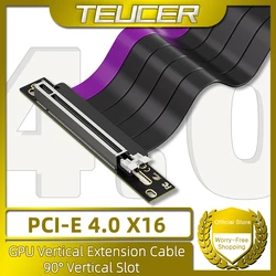 TEUCER GP-16 PCI-E 4.0 X16 Riser Cable Video Card Extension Shielded Flexible 90° Mounting GPU Extension Cord