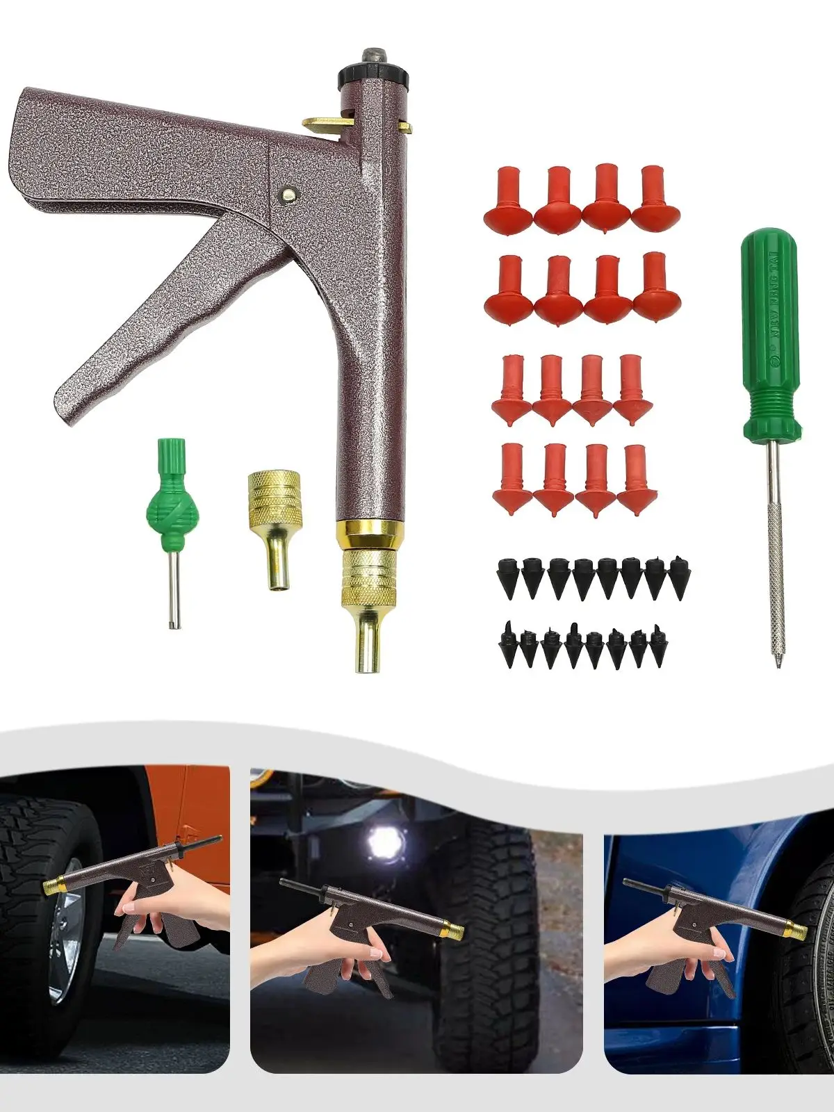 AliExpress NONE Auto Bike Tubeless Tire Repair Gun Kit Ergonomic Puncture Plug Tool Probe Toolbox Air Leaking kit Vehicle Tire Maintenance