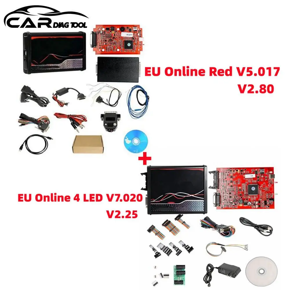 KESS V2 V5.017 EU Red PCB أحدث V2.80 KTAG V7.020 4 LED إصدار رئيسي عبر الإنترنت مع إطار BDM ECU Obd2 أداة مبرمج