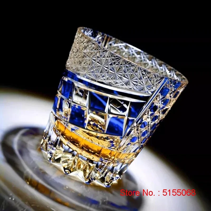 Japanese Retro Style Dragon Eyes Edo Kiriko Cup Hand Engrave Crystal Wineglass High End Gifts Whisky Liquor Glass Brandy Snifter