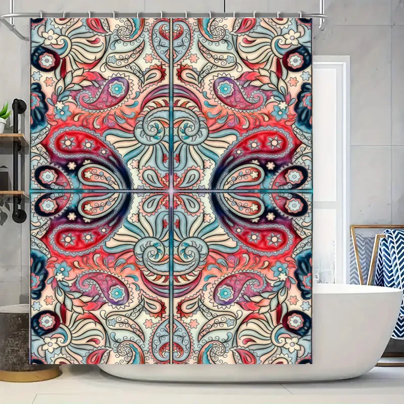 

Яркая занавеска для душа с узором пейсли, ткань премиум-класса с принтом для декора ванной комнаты