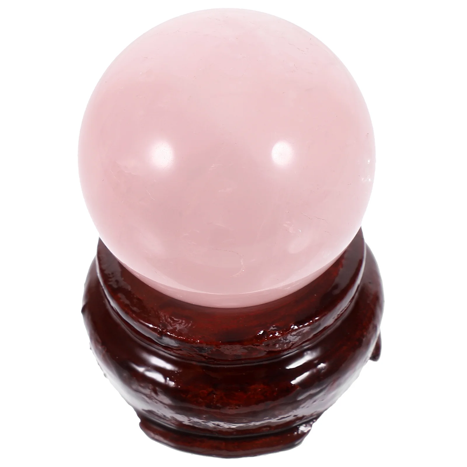 

1Pcs Pink Crystal Ball Ornament Delicate Natural Material Wooden Base Elegant Home Office Bedroom Decor Warm Family Atmosphere