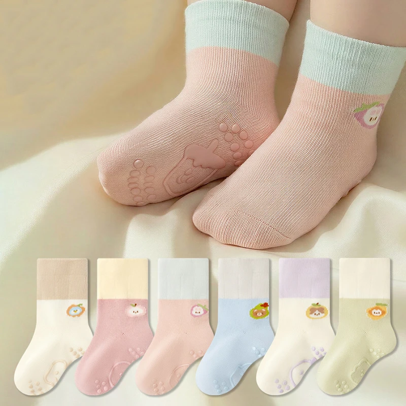 Baby Floor Socks Cartoon Anti Slip Infant Floor Socks Soft Cotton Infant Toddler Mid Calf Socks For Boys Girls Indoor Walking