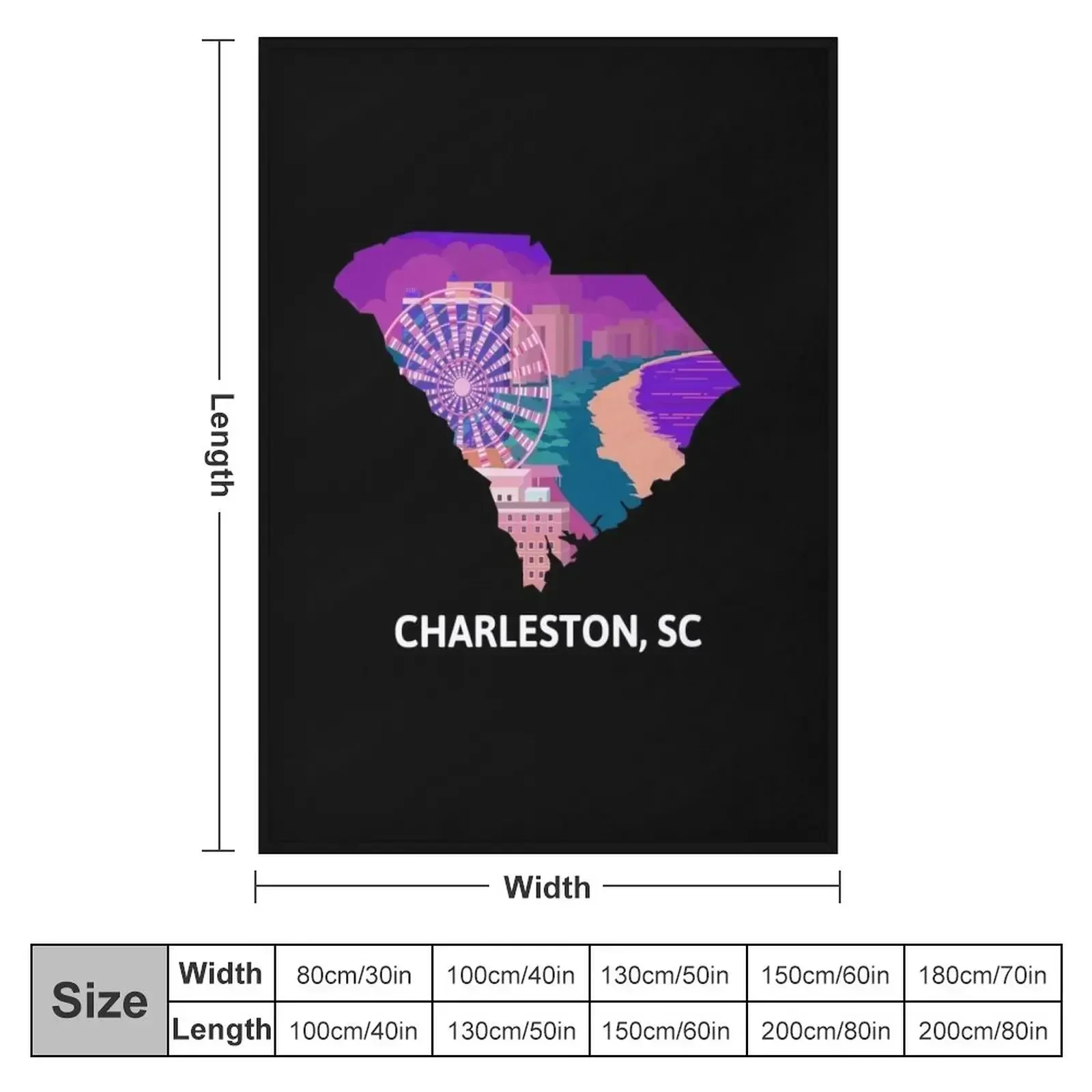 Charleston, SC Throw Blanket Picnic Travel Baby Blankets