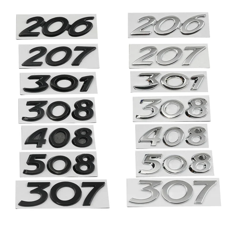 

Car Metal Rear Trunk Boot Letters Logo Badge Emblem Decal Sticker For Peugeot 206 207 301 308 307 408 508 Decoration Accessories