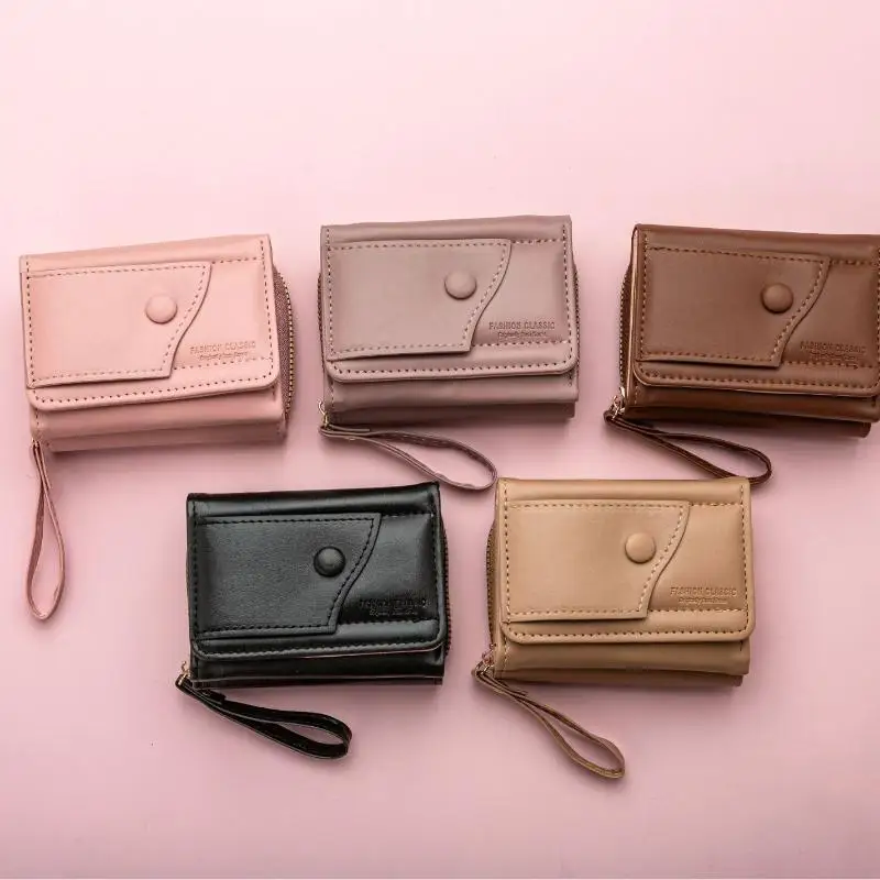 Zipper Wallet, Tower Buckle Zero Wallet, Women's Short Handheld Bag,Mini Travel Storage Bag,Solid Color Simple Versatile Fashion