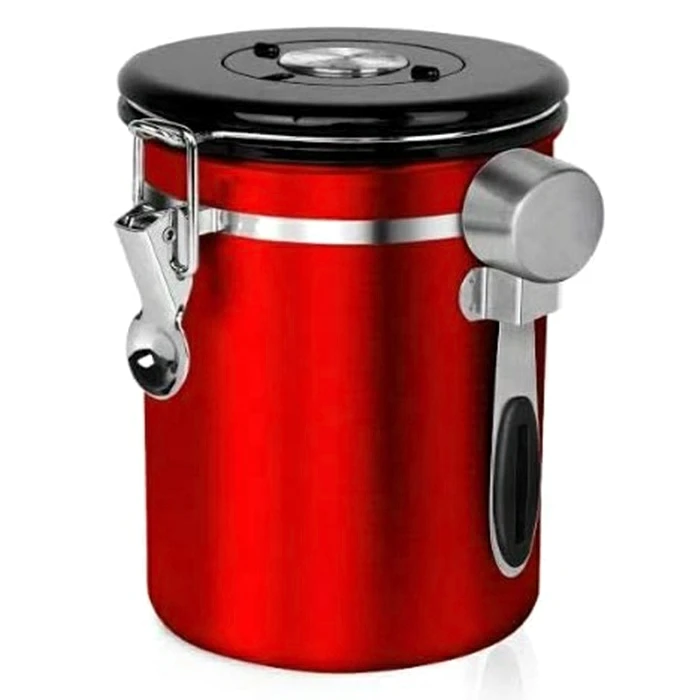 Durable Stainless Steel Coffee Powder Storage Contact 24 Hours Coffee Bean  with Spoon Eco-friendly Airtight Coffee Canister