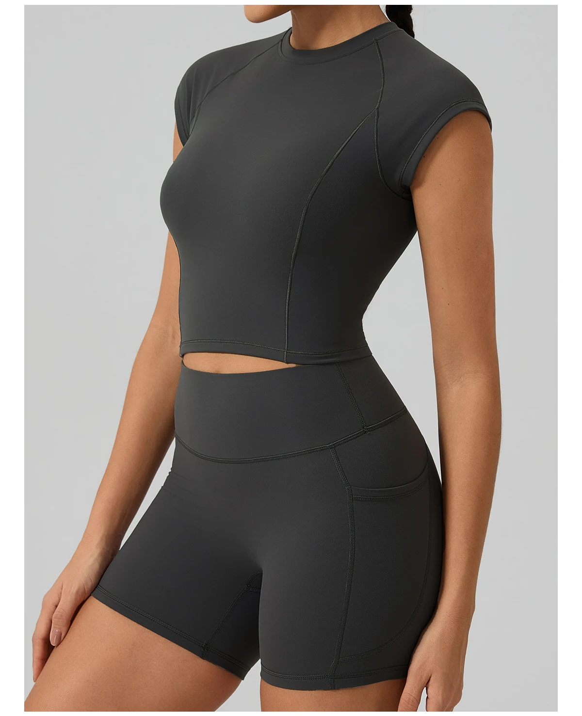 Hearuisavy Gym High Impact Kurzarm-Sport-T-Shirt für Damen, atmungsaktiv, schnell trocknend, eng anliegend, Yoga-Fitness-Tops, Lauf-Workout-T-Shirt – Detail 27