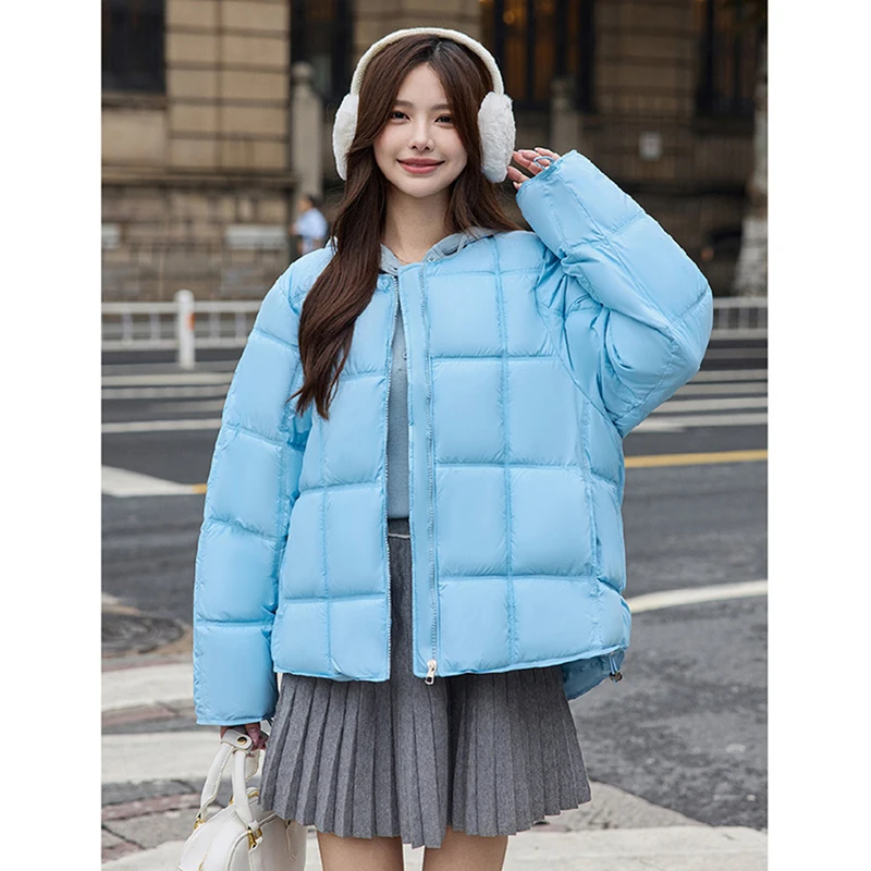 

2025 Women Down Cotton Jacket Parkas New Korea Solid Color Round Neck Short Warm Winter Bread Jacket Female Outerwear Overcoat
