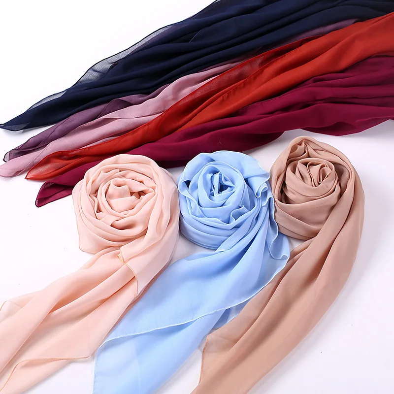 2024 110*110cm Fashion Women Solid Cotton Headscarf Hijab Muslim Large Square Towel Shawl Islamic Hijabs Arab Wrap Head Scarves