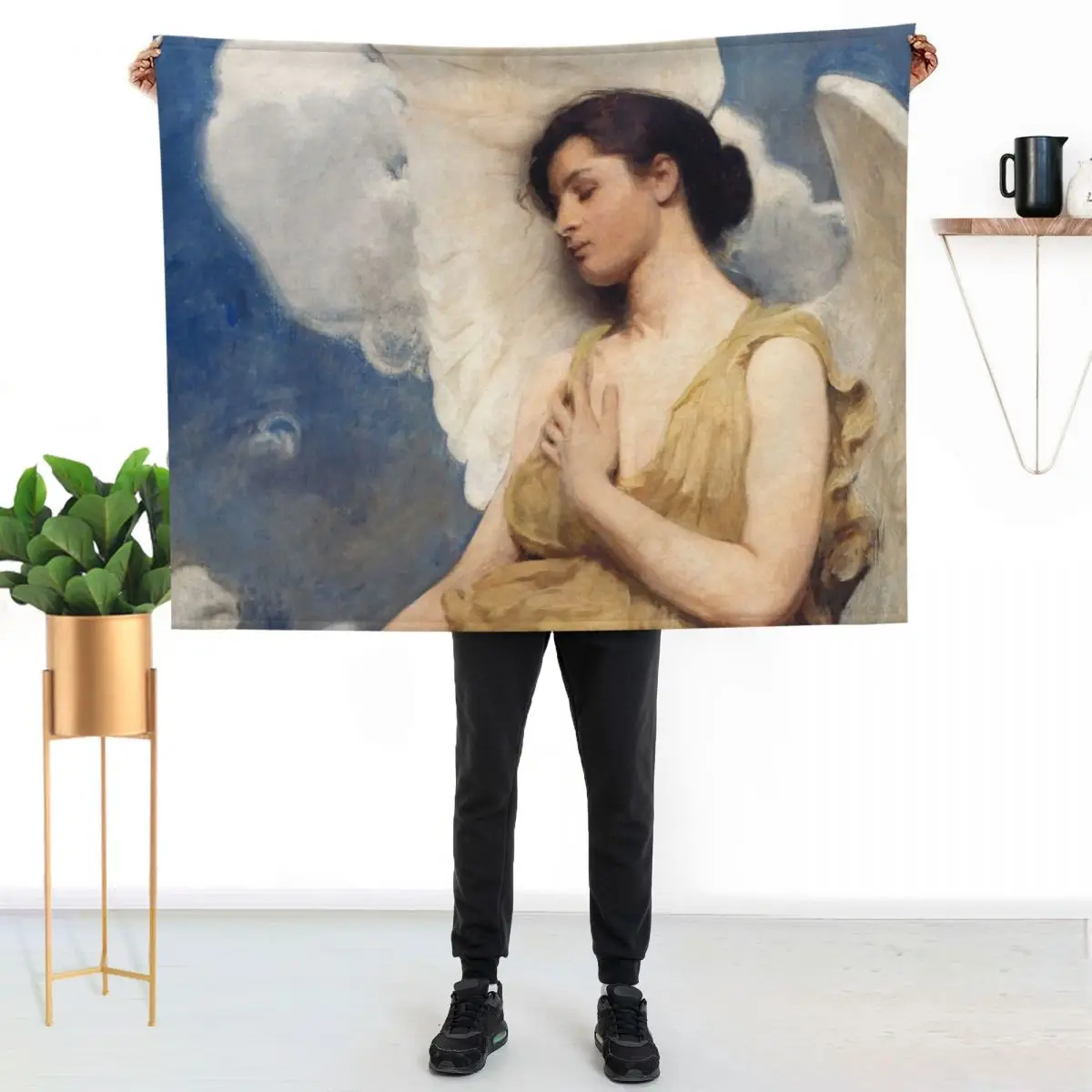 Winged Figure - Abbott Handerson Thayer Throw Blanket Bed linens Picnic Bed Sofas heavy to sleep manga Blankets