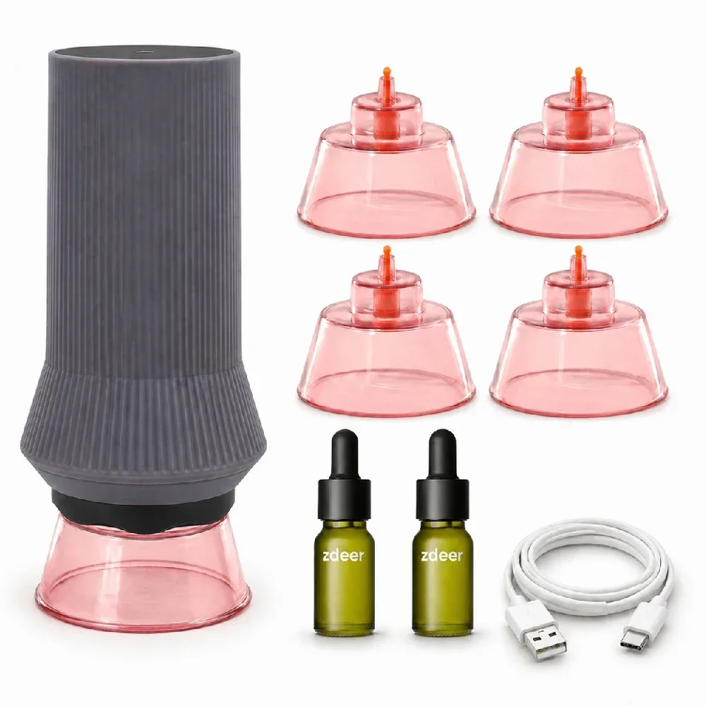 1Set Electric Vacuum Cupping Therapy, Smart Cupping Massager with Heat Red Light for Muscle Relaxation Body Care