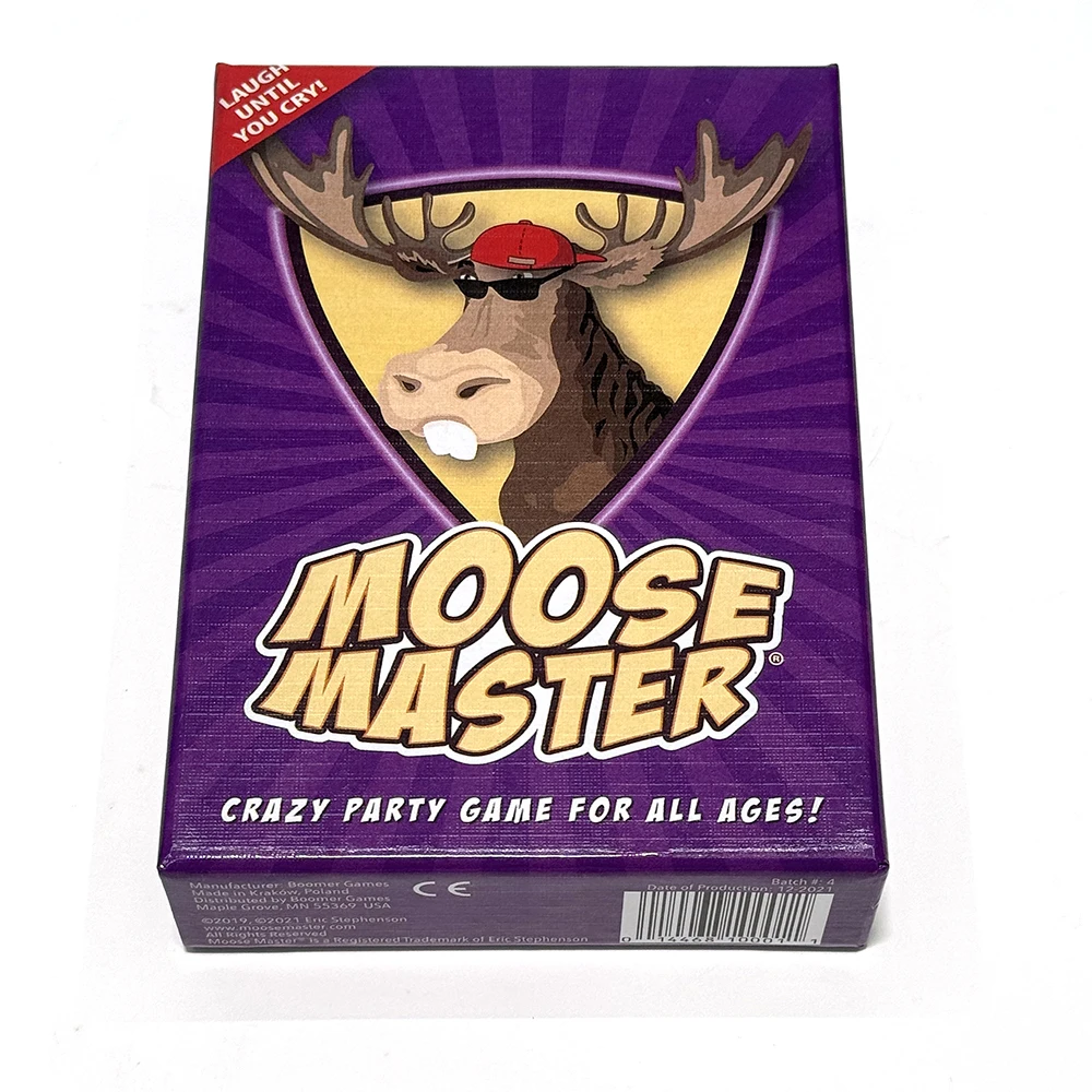 Master Moose laughs until you cry or laugh too hard and get hurt. People want to spend a happy night in a box. Game cards