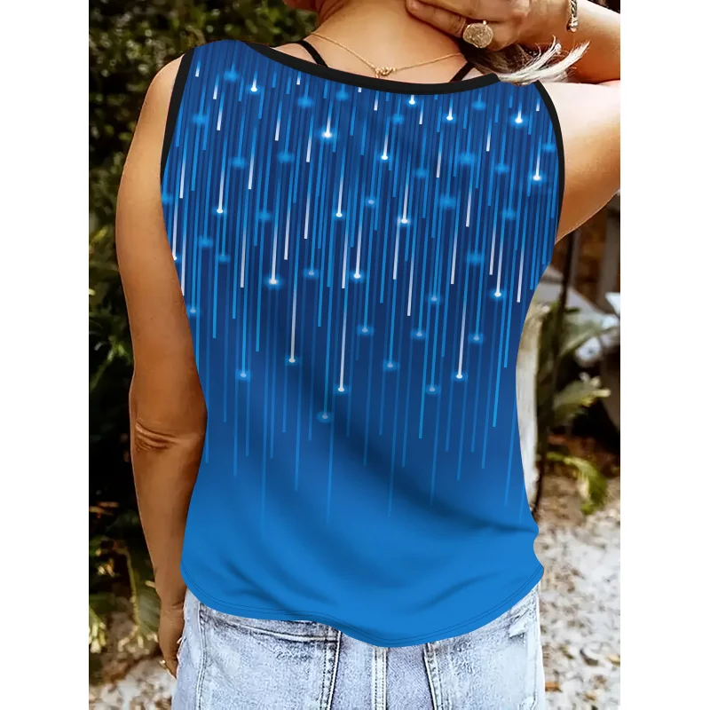 Elegant Women's Meteor Print Top with-Strap Trendy-Shirt