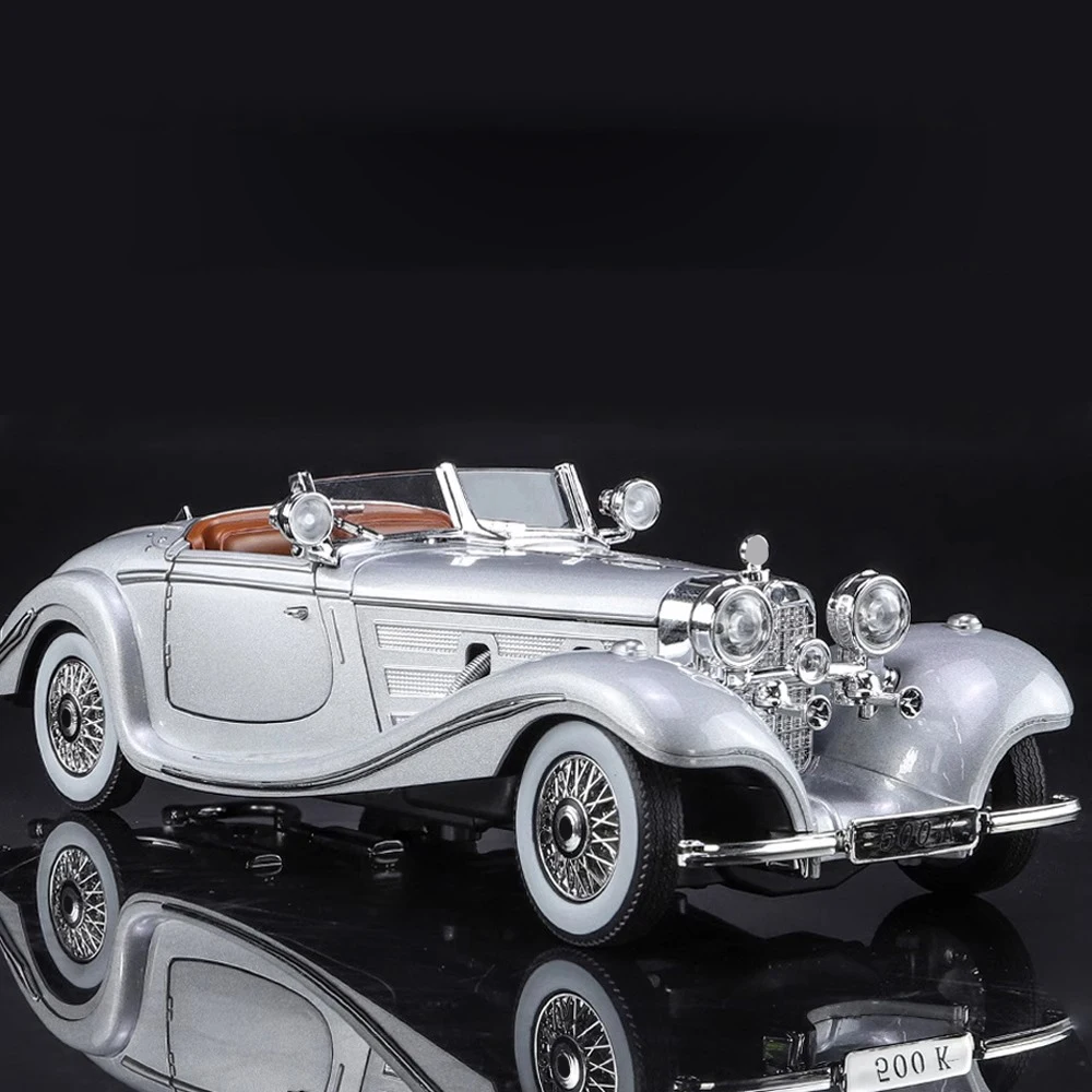 1:24 Mercedes Benz 500K Classic Car Alloy Diecast Model Retro Classic Car Collect Fine Ornament Present for Friends Kids Toys