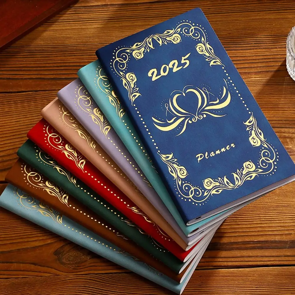 Manajemen Waktu 2025 Buku Agenda Bahasa Inggris Kulit 365 Hari Notepad 2025 A6 Buku Catatan Saku Rencana Harian Mencatat