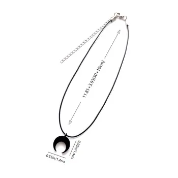 暗黑系哥德風甜美酷炫可愛黑色壓克力月牙吊墜項鍊,搭配項圈,展現女性魅力。 6 最佳銷售 月亮項鍊 - №6