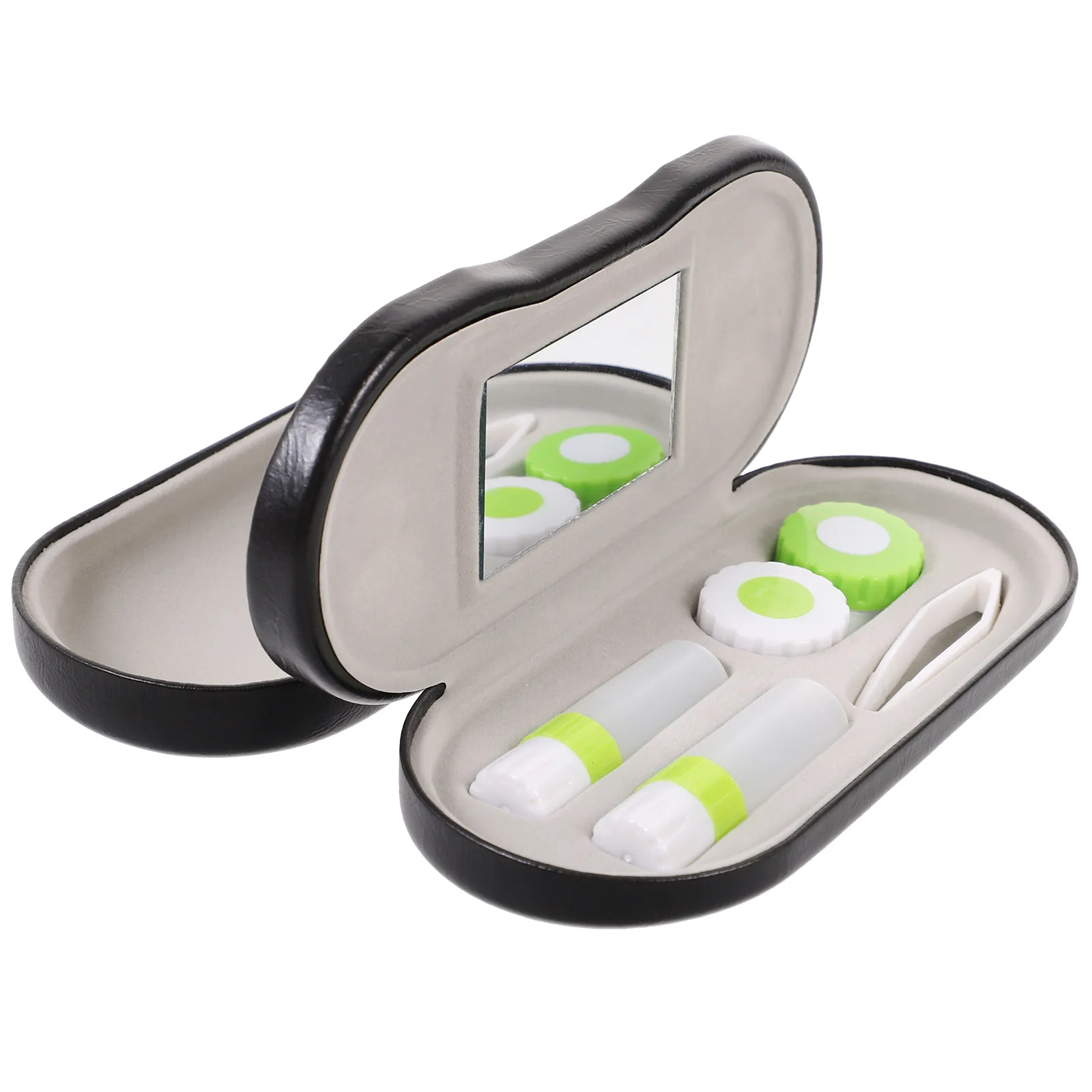

Black Eyeglass Case 2 in 1 Portable Sleek Double Use Travel Lens and Eyeglass Case Protective Scratch Resistant