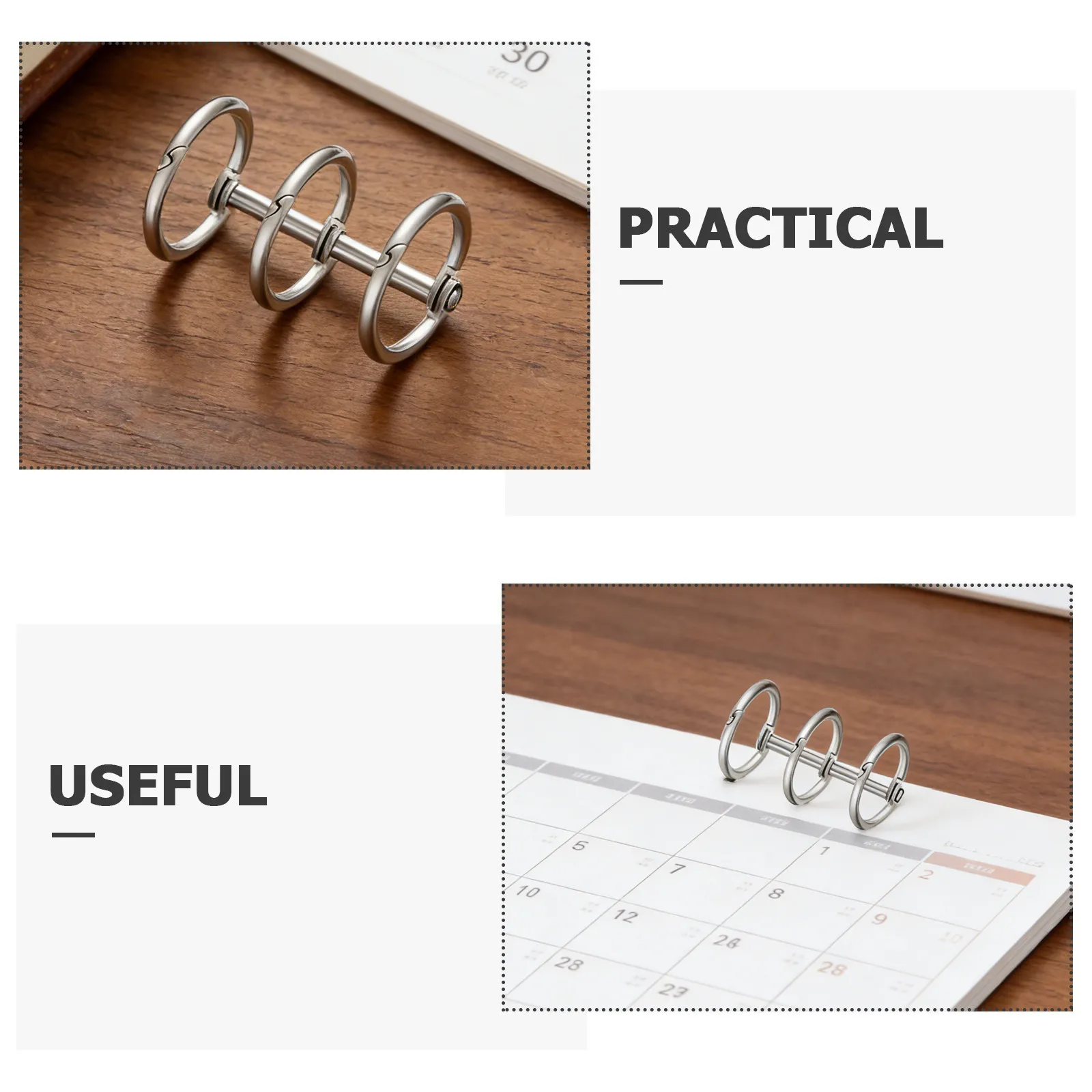 8Pcs Rustproof Sturdy Metal Notebook Binding Rings 3-Ring Compact Snap Split Hinge Design for Planners Diary Organizers
