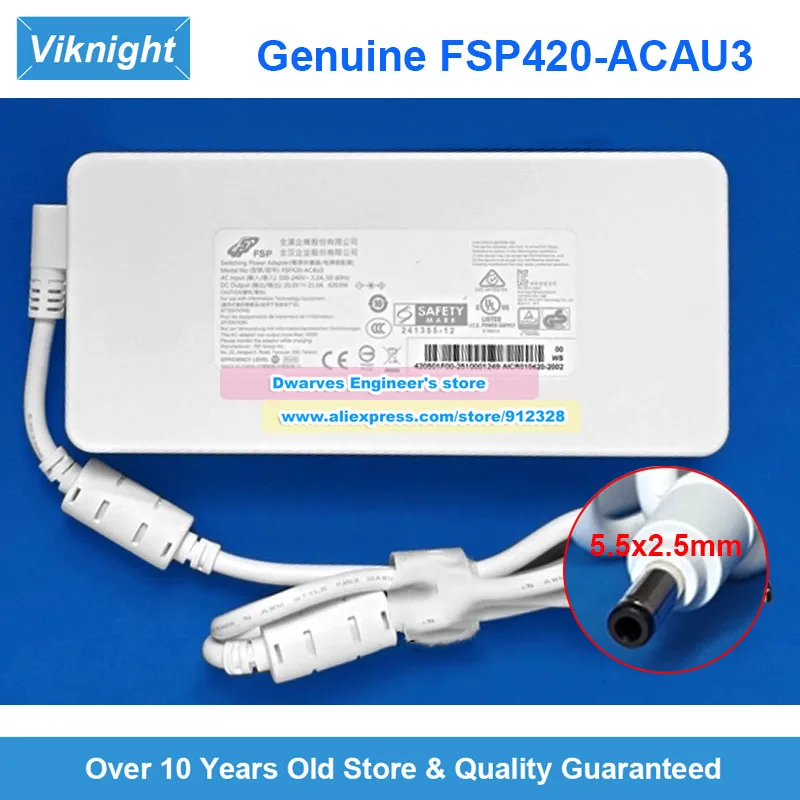 

Оригинальный адаптер переменного тока FSP FSP420-ACAU3 20 В 21 А 420 Вт для зарядного устройства для игрового ноутбука Mechrevo Dragon 16K Aurora X Yaoshi 16 Ultra
