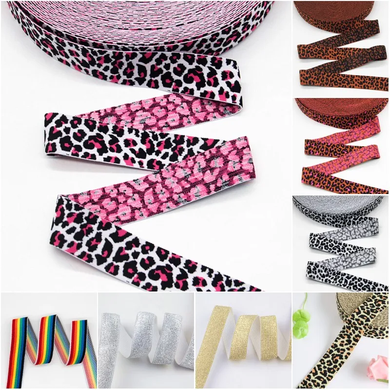 Elastic Bands 2.5cm Rubber Elastic 25mm Leopard Waist Bands Elastique Couture DIY Garment Underwear Trousers Sewing Accessories