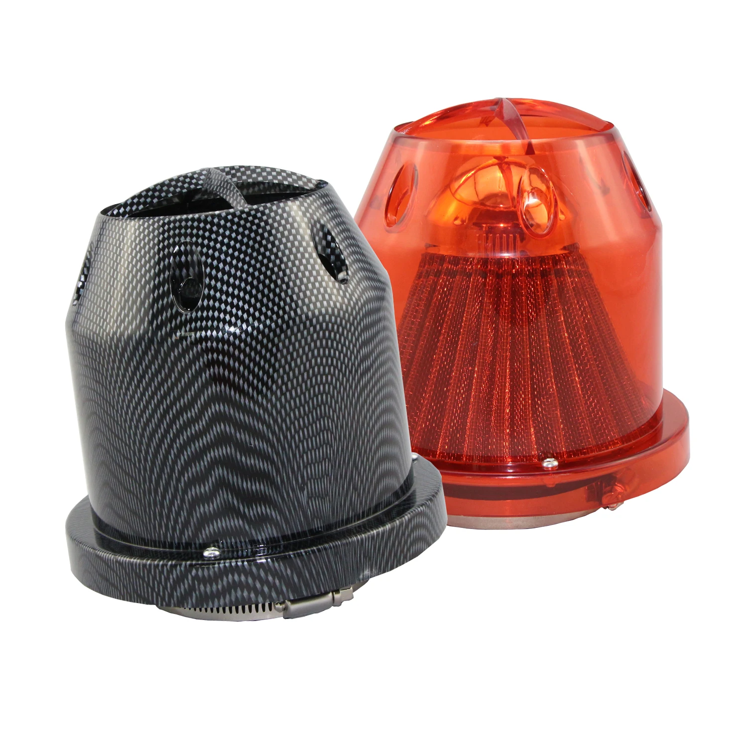 Car Cold Intake Air Filter 3inch Universal Washable Replacement Blue Carbon 76mm Sport High Flow Cone Air Filter with Cover