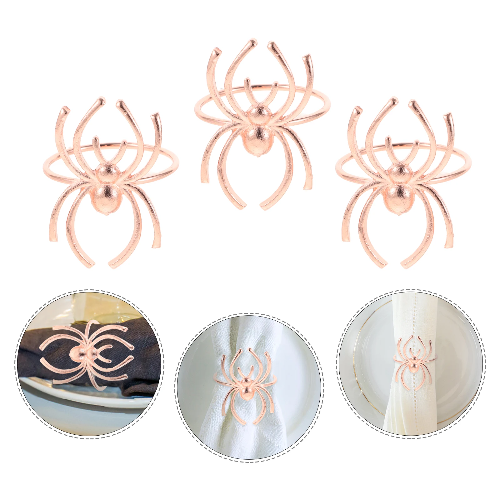 

Napkin Ring Buckle Halloween Props Decor Spooky Cobwebs Party Decorations Silver Rings