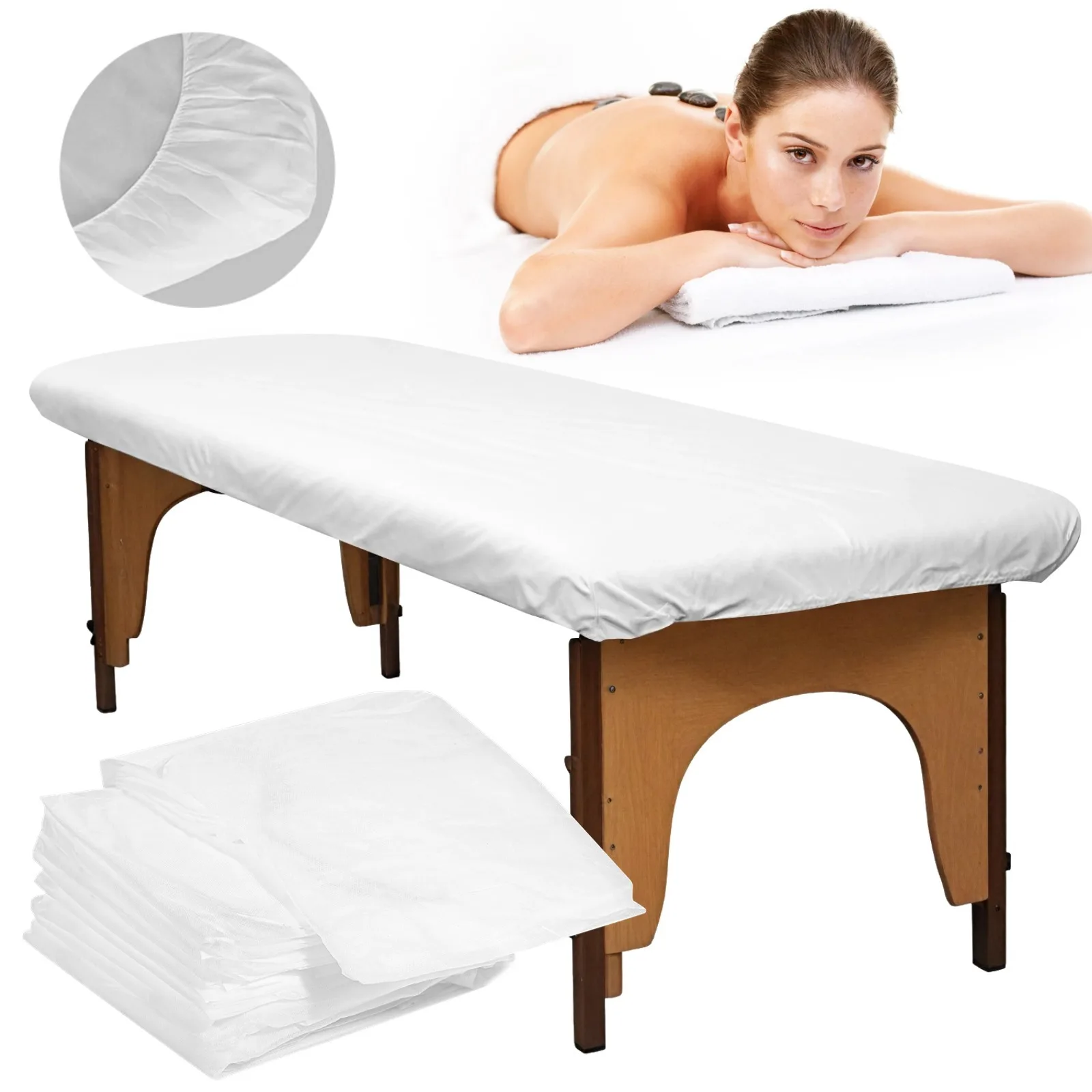 50Pcs/Set Fitted Massage Bed Sheets Disposable Massage Cover Non-Sticking Non-Woven Fabric Bed Sheet Single Use Hygiene Sheets