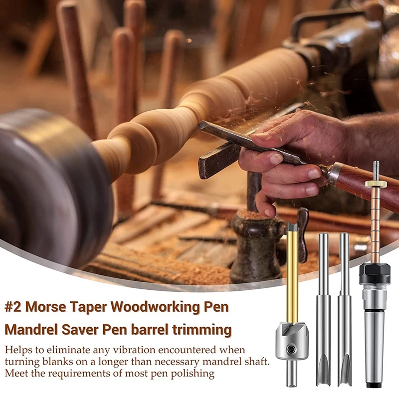 Pen Making Kit Pen Shaft and Pen Holder Trimming Set Wood Turning Mandrel for Making Pen Woodworking Lathe Accessories