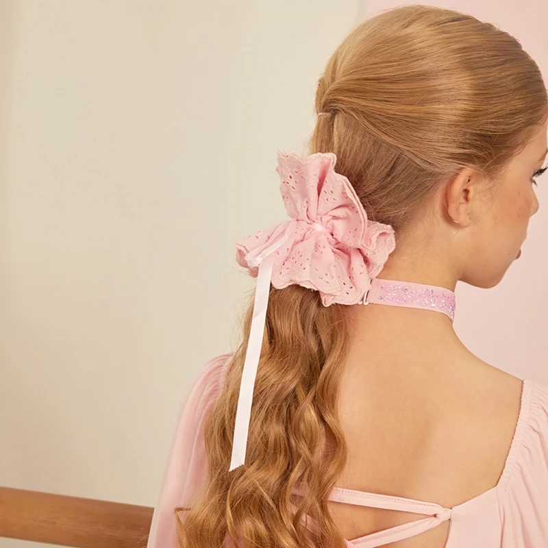ZYM Mädchen Prinzessin Haarschmuck Latin Dacing Ornament Schwarz Weiß Rosa Haargummi Kordelzug Kopfbedeckung Latin Dancewear DNV24820