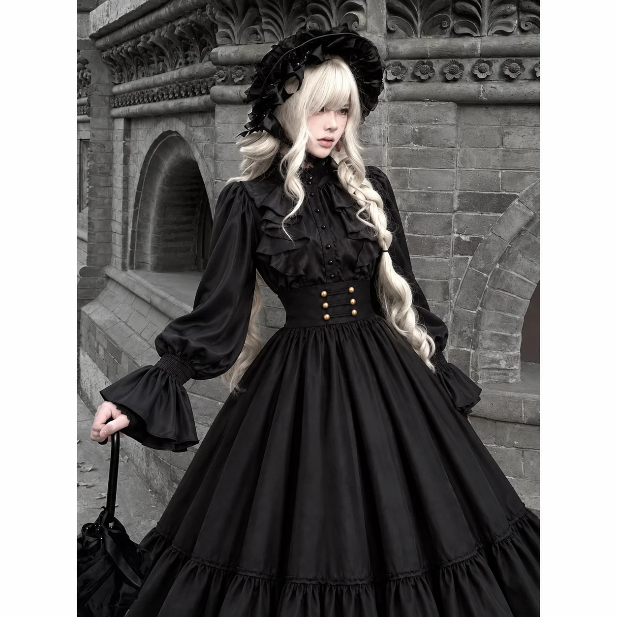 Women Vintage Gothic Two Piece Skirt Set Stylish Shirt with High Waist Skirt Harajuku Subculture Outfit Chic Matching Suit