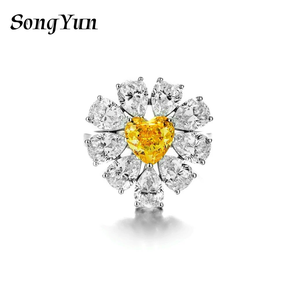 

SongYun Jewelry 925 Sterling Silver Ring Fine HCD Gemstones 5A CZ Gemstones Sparkling 925 Sterling Silver Rings Accessories