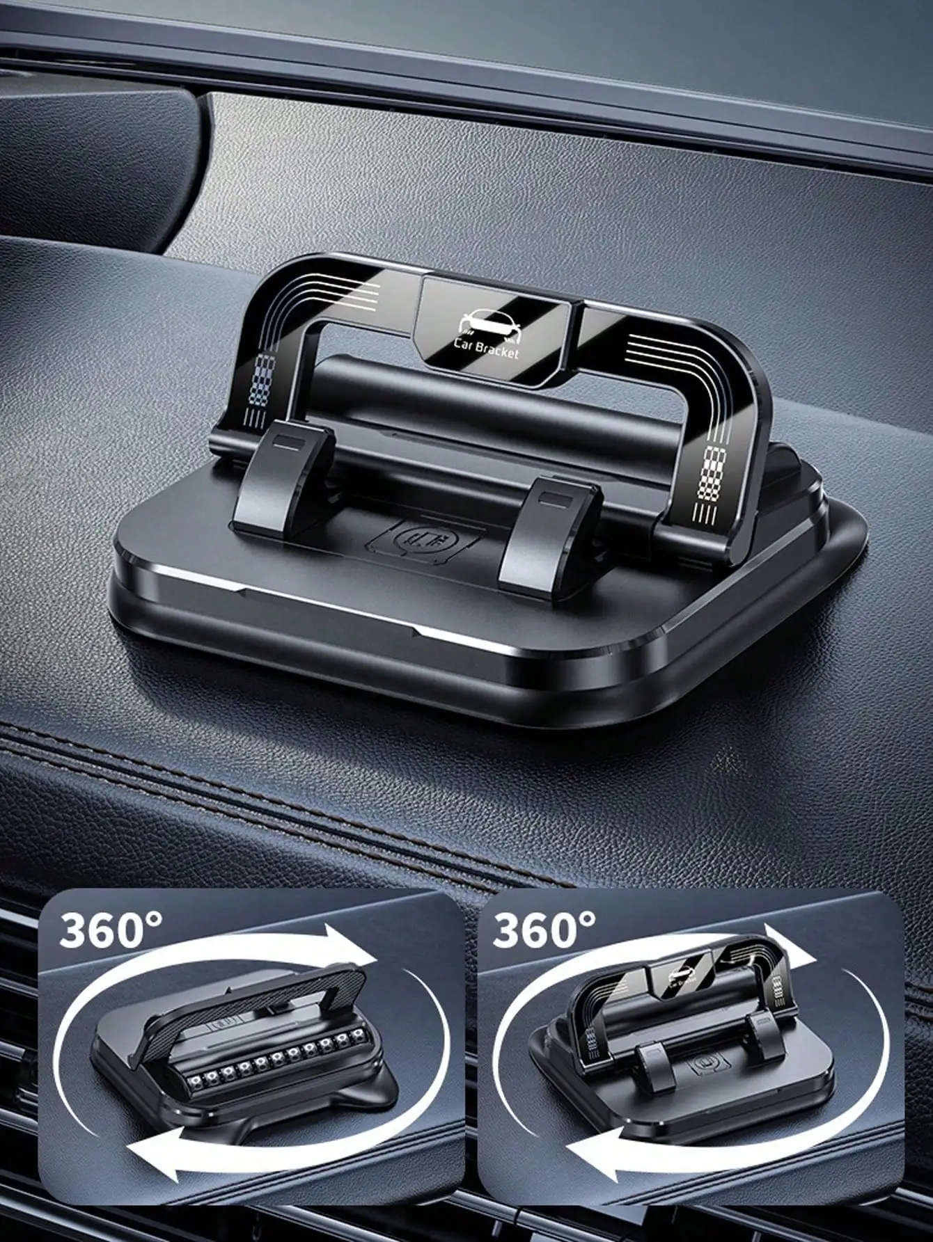 2-in-1-Auto-Handyhalterung und Parkplattenhalter – Klebeinstallation, 360 °   Rotation, Anti-Shake & Stabil, Faltbares Design