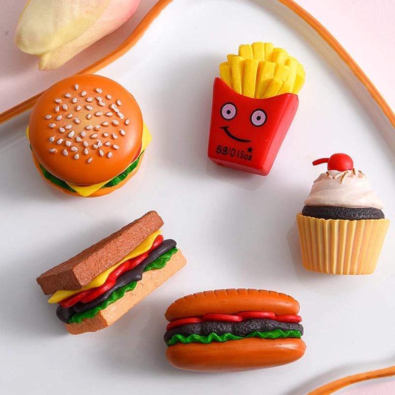 6Pcs Simulation Food Kitchen Toy Pretend Play Cooking Hamburger Fries Miniature Model Fake Bread Fast Food Kids Educational Toys