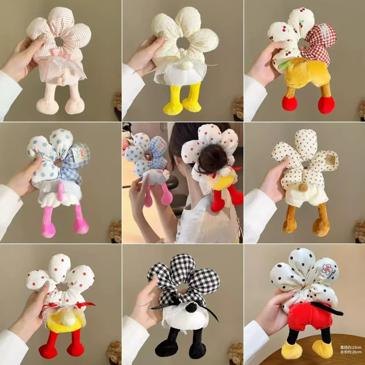 Disney Mickey Butt Nuovi fiori Intestino crasso Capelli rotondi Autunno e inverno da donna Creativo Toro Fascia per capelli Corda a pois