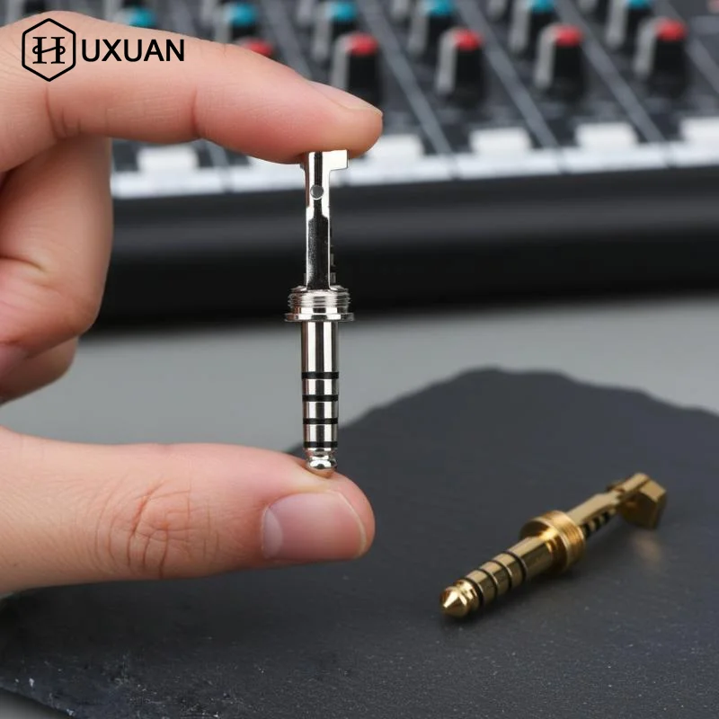 4.4mm 5Pole Balanced Audio Jack Copper Rhodium Plated HIFI Plug With Thread Clip Cable Connector Repair Parts